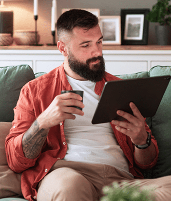 Man Looking at iPad